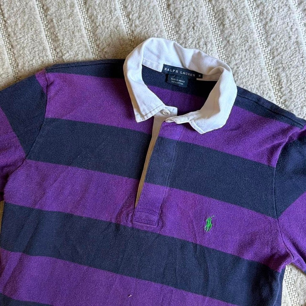 Polo Ralph Lauren Youth's Purple Rugby Polo Shirt size M Preppy Retro Casual